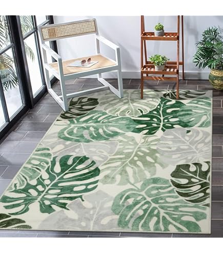 Amazon.com: USHIRUG Green Leaf Area Rug, 5x6ft, Washable